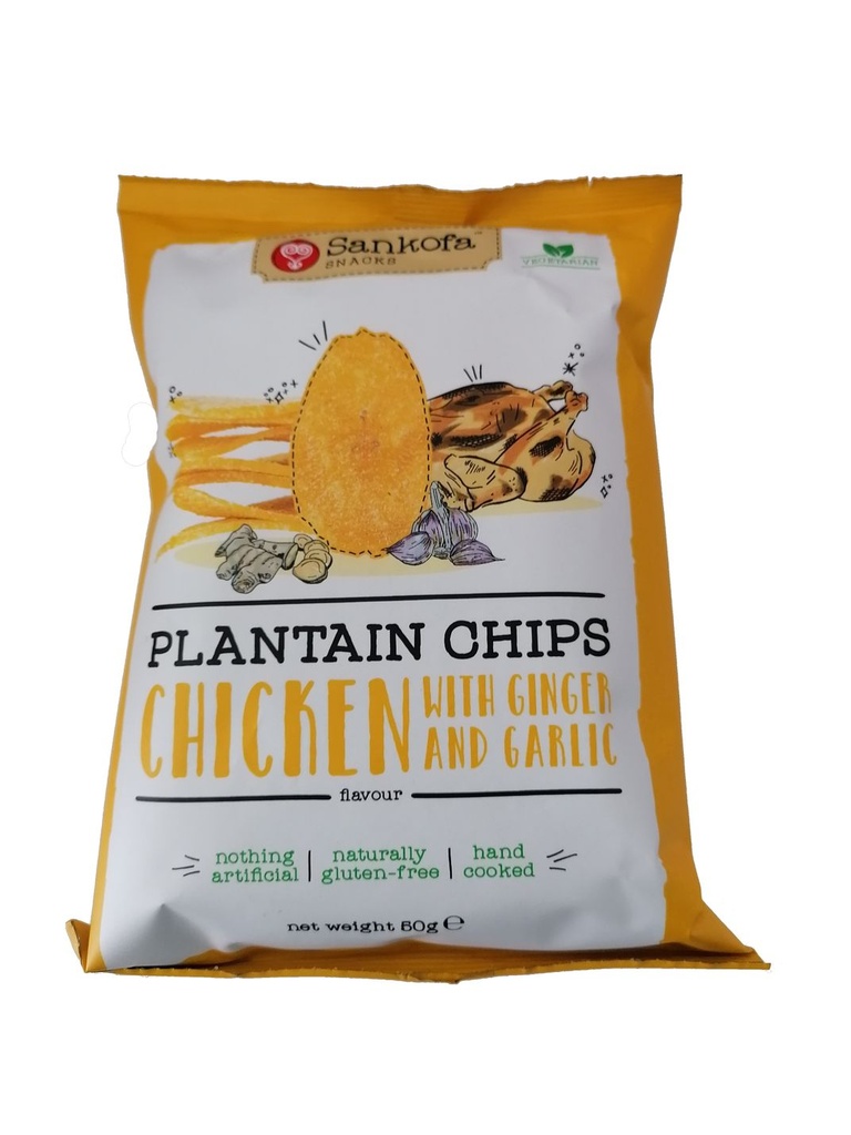 Sankofa Plantain Chips Chicken, Ginger & Garlic 56g